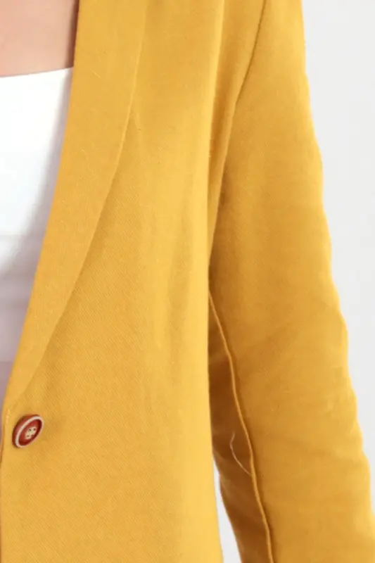 Kadın Hardal Kol İçi Çizgili Tek Düğmeli Ceket ARM-22K001122-Hardal - 2