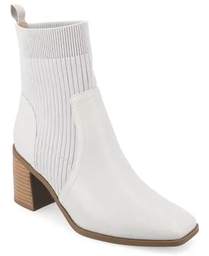 Women's Harlowe Chelsea Knit Block Heel Booties-Stone 