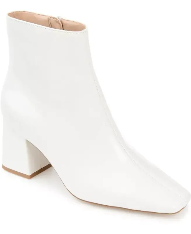Women's Haylinn Block Heel Dress Booties - White Patent - 1