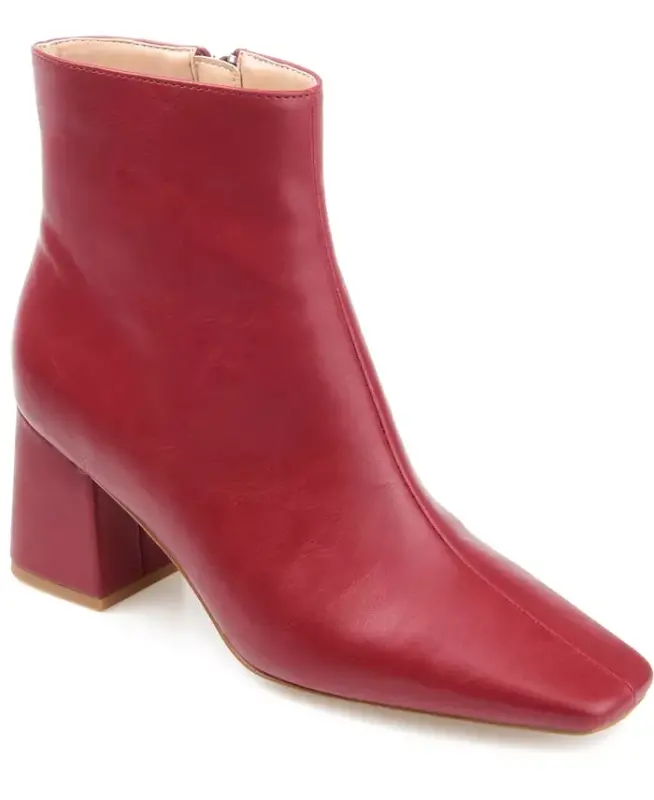 Women's Haylinn Block Heel Dress Booties - Brick - JOURNEE COLLECTION