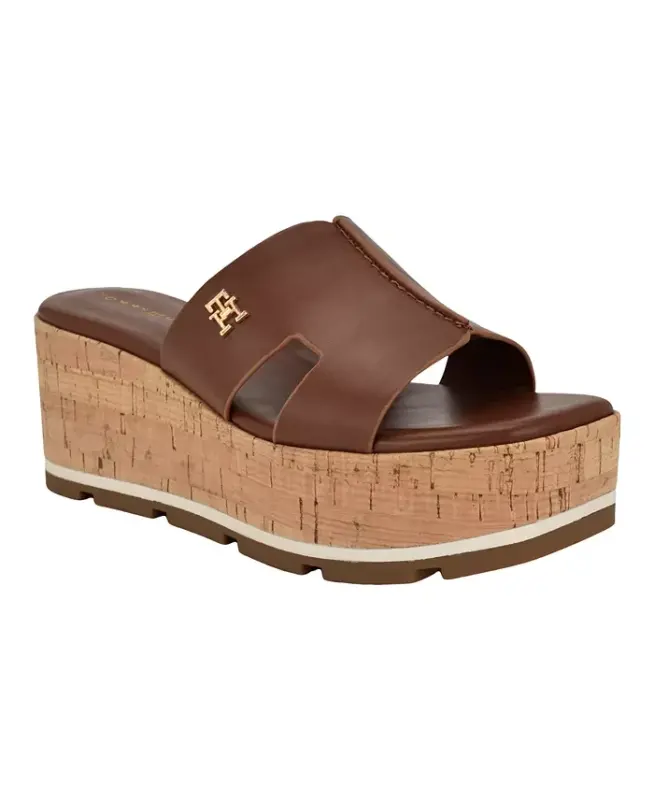 Women's Heliena Platform Wedge Sandals-Brown - 5