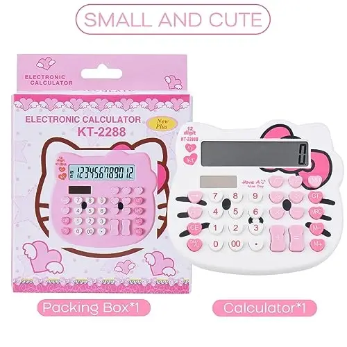 Women Calculators,Desktop Calculator 12 Digit with Large LCD Display and Sensitive Button, Solar and Battery Dual Power, Standard Function for Office, Home, School (White) - 7