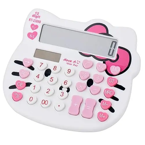 Women Calculators,Desktop Calculator 12 Digit with Large LCD Display and Sensitive Button, Solar and Battery Dual Power, Standard Function for Office, Home, School (White) 
