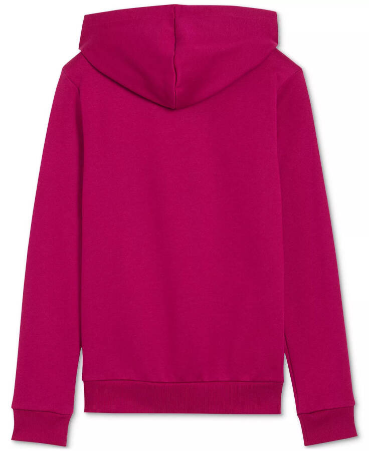 Kadın İğne Oymalı Polar Kapüşonlu Sweatshirt Pembe - 2