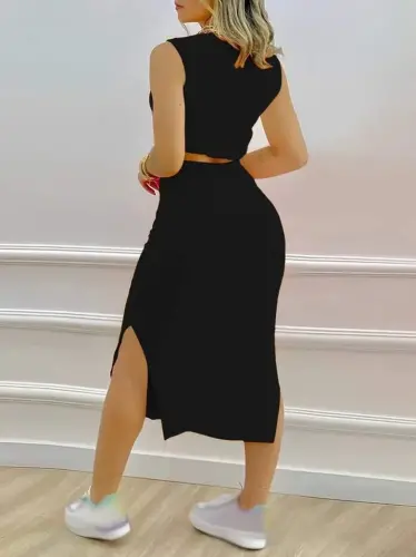 Kadın Iki Iplik Crop Etek Ikili Takım - BÜYÜKBEDENIZ (1)