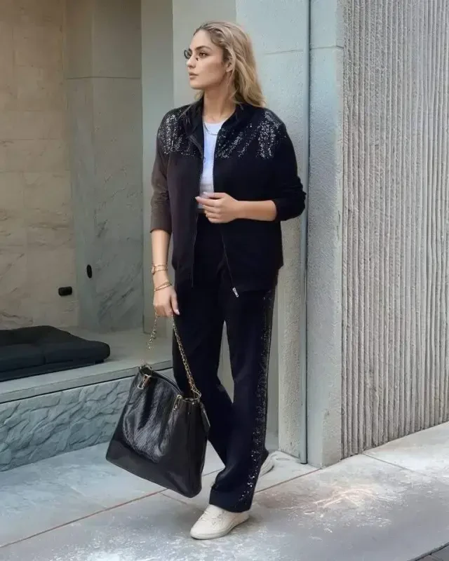 Kadın Iki Iplik Kumaş Pul Ve Fermuar Detaylı Ikili Takım - 1