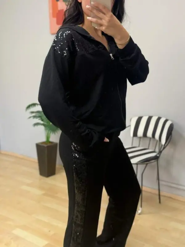 Kadın Iki Iplik Kumaş Pul Ve Fermuar Detaylı Ikili Takım - 2