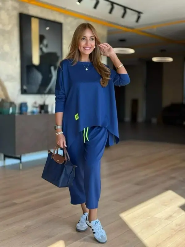 Kadın Iki Iplik Viskon Pamuk Kumaş Arma Detaylı Ikili Takım - 9