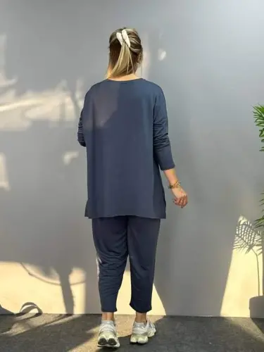 Kadın Iki Iplik Viskon Pamuk Kumaş Arma Detaylı Ikili Takım - BÜYÜKBEDENIZ (1)