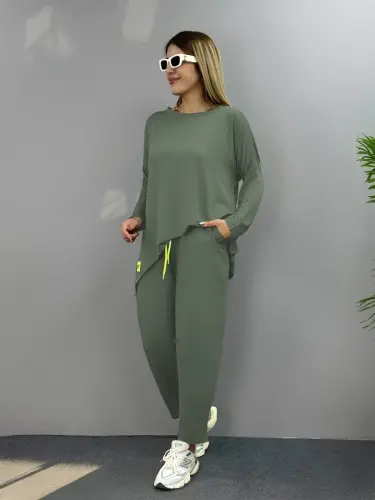 Kadın Iki Iplik Viskon Pamuk Kumaş Arma Detaylı Ikili Takım - 1