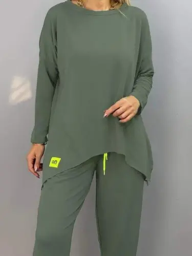 Kadın Iki Iplik Viskon Pamuk Kumaş Arma Detaylı Ikili Takım - 3