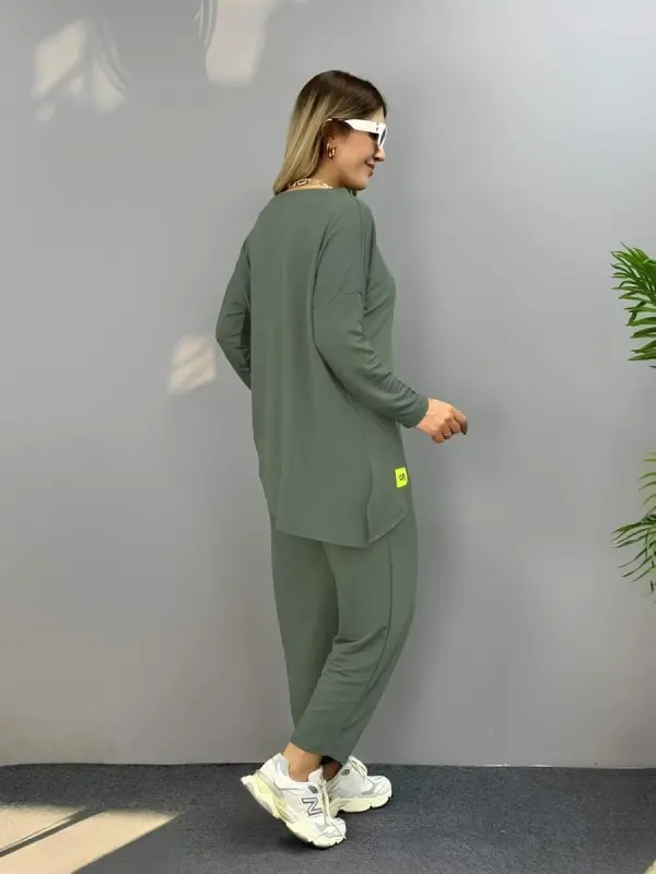 Kadın Iki Iplik Viskon Pamuk Kumaş Arma Detaylı Ikili Takım - 4