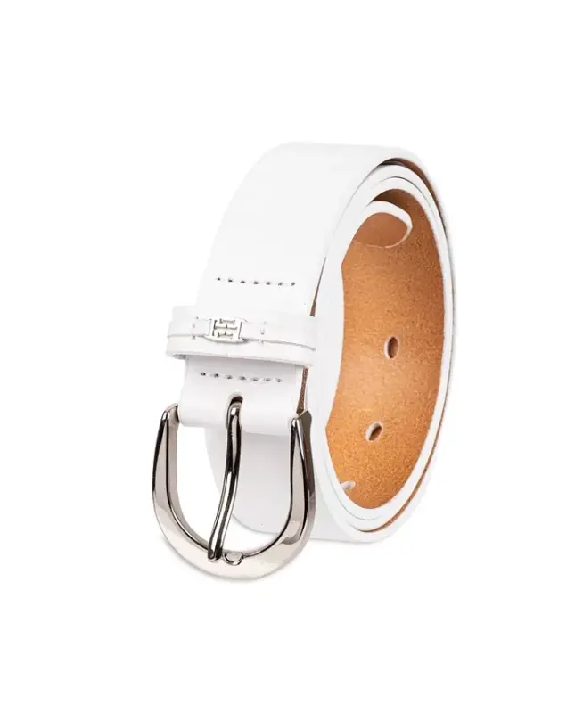 Women's Signature Leather Jean Belt - White - 2