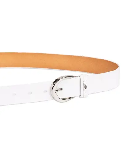 Women's Signature Leather Jean Belt - White - 3