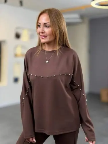 Kadın Inci Detay Modal Kumaş Ikili Takım - 1