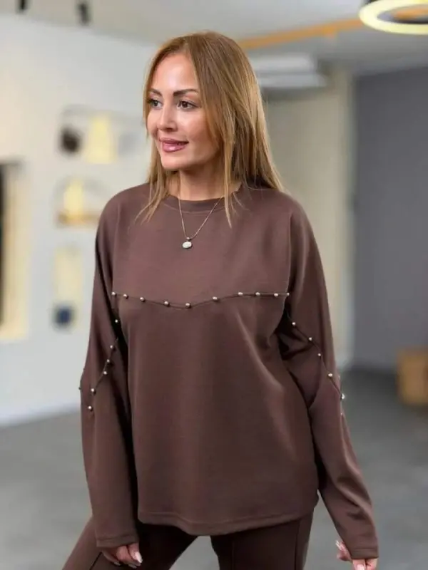 Kadın Inci Detay Modal Kumaş Ikili Takım - 1