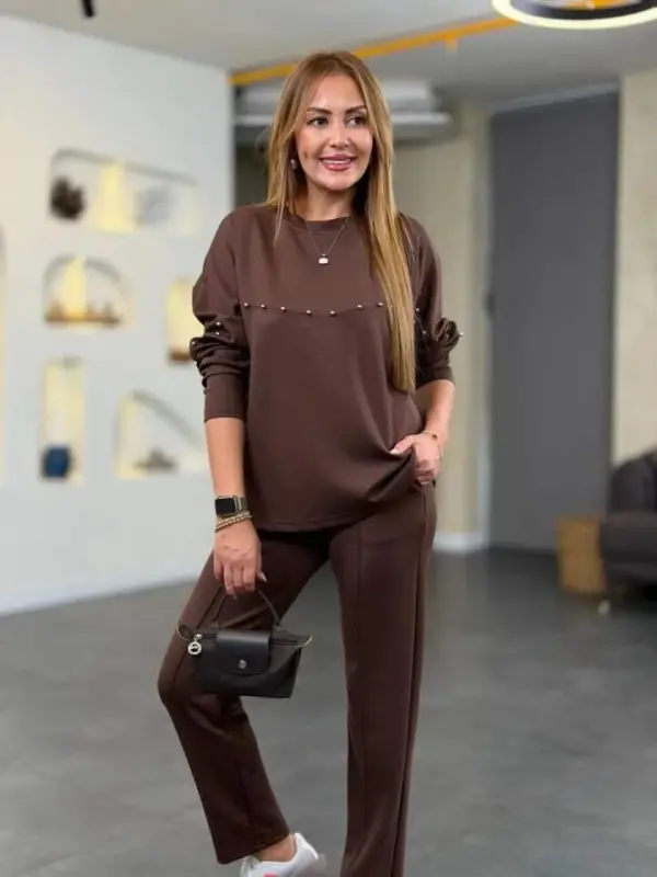 Kadın Inci Detay Modal Kumaş Ikili Takım - 3