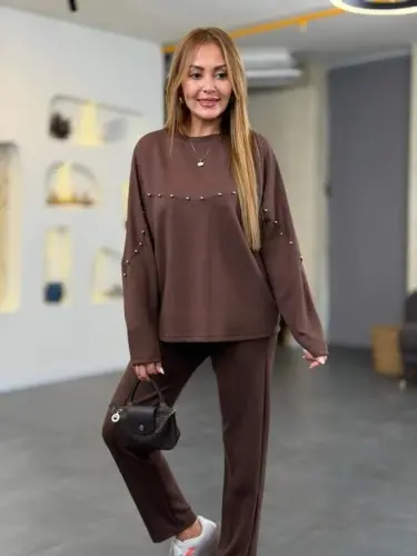 Kadın Inci Detay Modal Kumaş Ikili Takım - 7