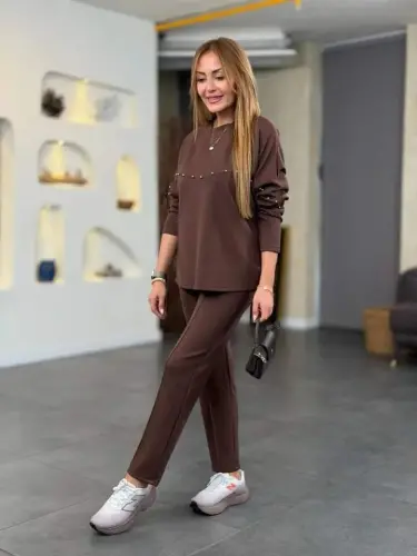 Kadın Inci Detay Modal Kumaş Ikili Takım - 9