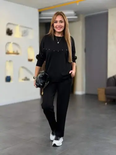 Kadın Inci Detay Modal Kumaş Ikili Takım - 1