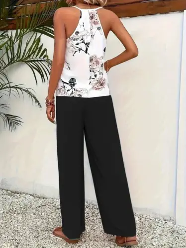 Kadın Ip Askılı V Yakalı Süprem Bluz Ve Aerobin Pantolon Ikili Takım - 3