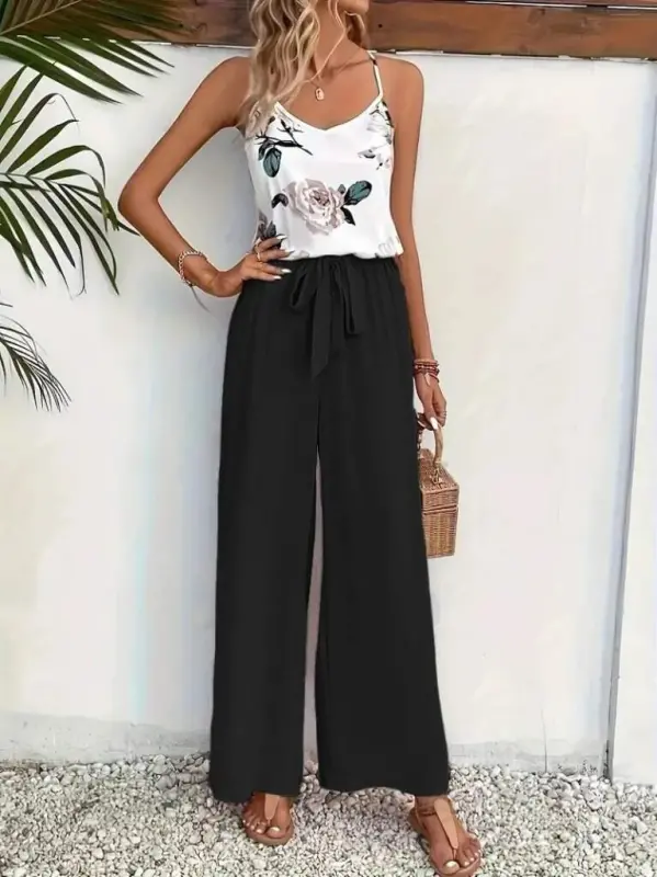 Kadın Ip Askılı V Yakalı Süprem Bluz Ve Aerobin Pantolon Ikili Takım - 4