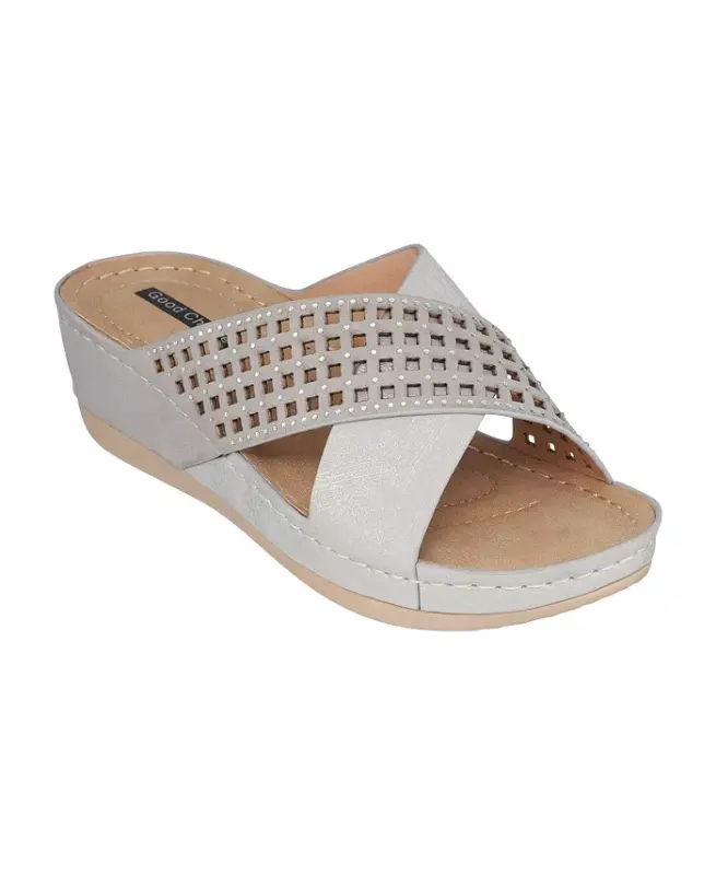Women's Isabella Wedge Sandals - Silver-Tone - GC SHOES