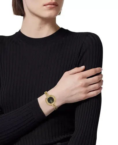 Women's Swiss Gold Ion Plated Stainless Steel Bangle Bracelet Watch 28mm - Gold - 5