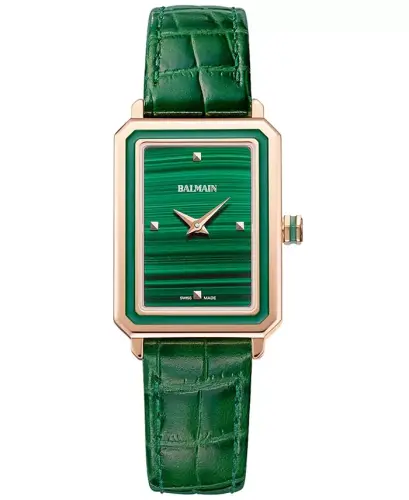 Women's Swiss Eirini Green Leather Strap Watch 25x33mm-Pink/green - 1