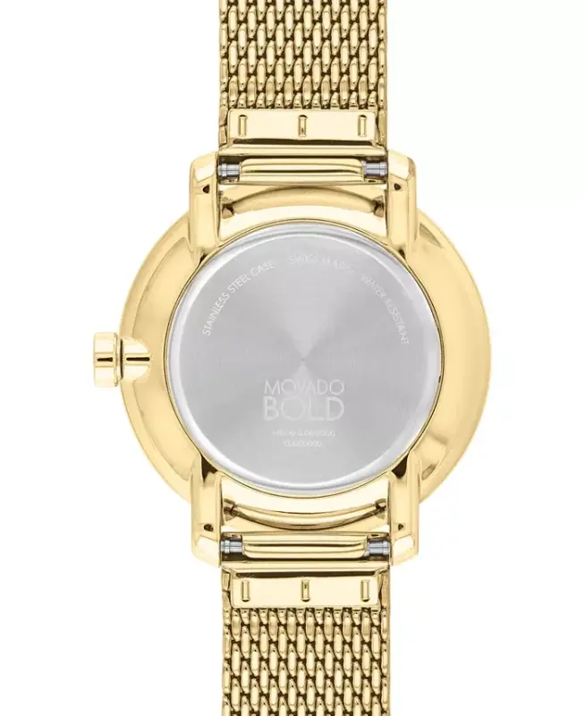 Women's Swiss Bold Shimmer Gold Ion Plated Stainless Steel Mesh Bracelet Watch 34mm - Gold-tone - 3
