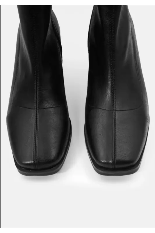 Kadın Kadın Bot Küt Burunlu Streç Topuklu Kadın Bot-Siyah - 3