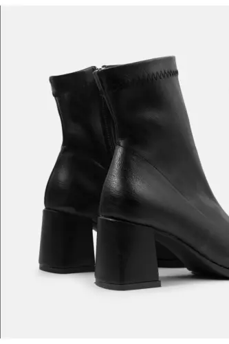 Kadın Kadın Bot Küt Burunlu Streç Topuklu Kadın Bot-Siyah - DS AYAKKABI (1)