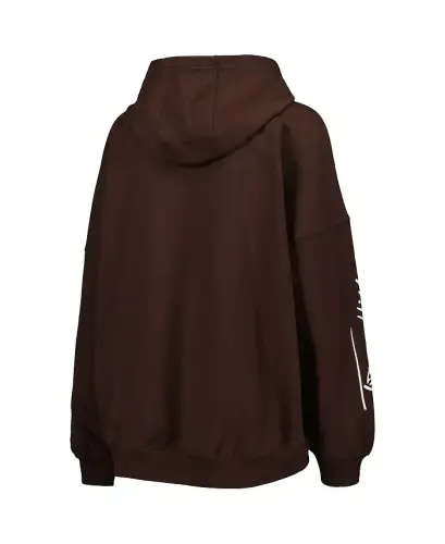 Women's Brown Cleveland Browns Becca Drop Shoulder Pullover Hoodie - Brown - 3