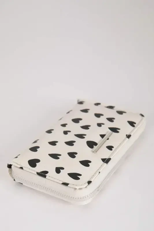 Kadın Kalp Desenli Suni Deri Cüzdan-Karma - 4