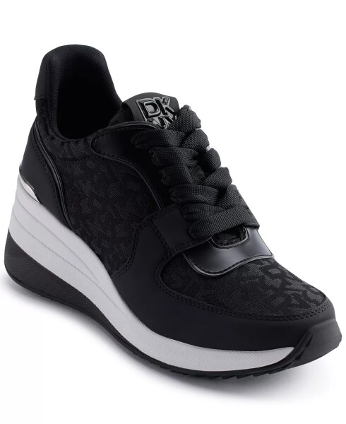 Women's Kamay Lace-Up Wedge Sneakers-Black 