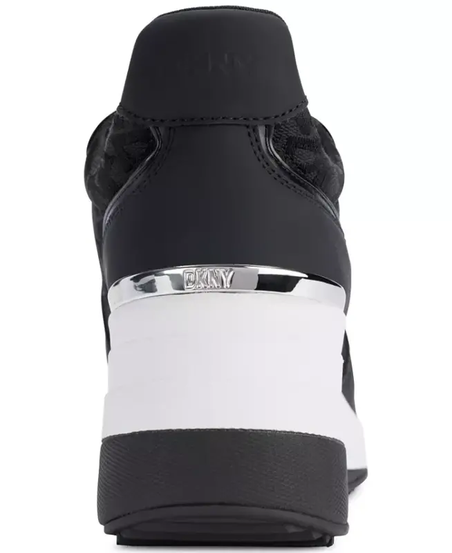 Women's Kamay Lace-Up Wedge Sneakers - Black - 3