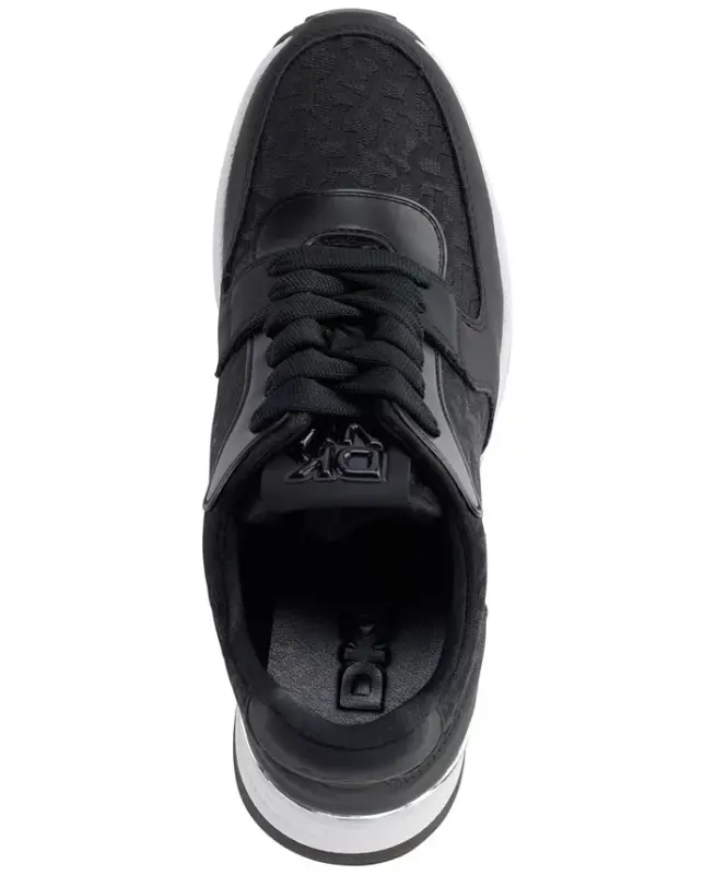 Women's Kamay Lace-Up Wedge Sneakers - Black - 4