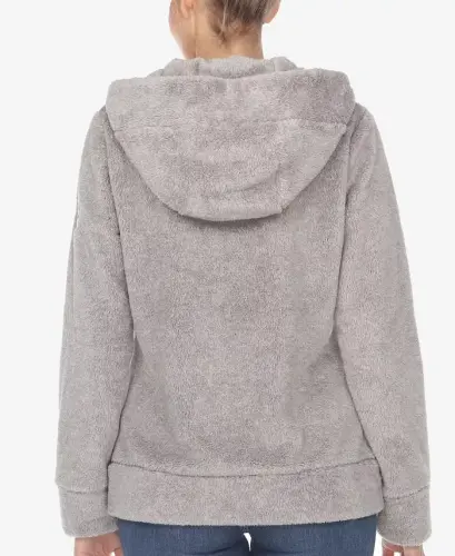 Women's Hooded Sherpa Jacket - Gray - WHITE MARK (1)