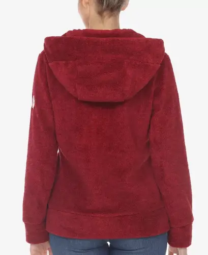 Women's Hooded Sherpa Jacket - Red - WHITE MARK (1)