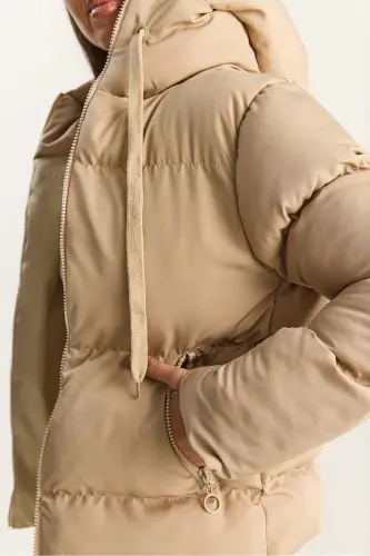Kadın Kapüşonlu Şişme Mont-Taş - 6