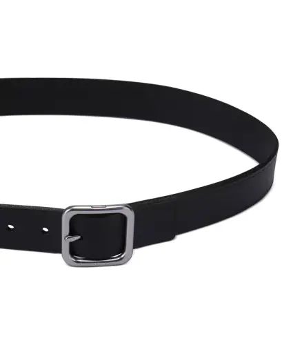 Women’s Square Center Bar Buckle Casual Leather Belt - Black - 3
