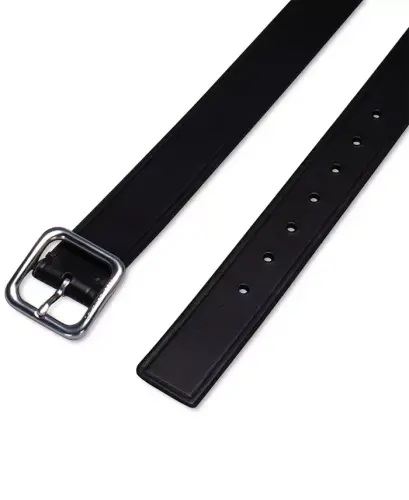 Women’s Square Center Bar Buckle Casual Leather Belt - Black - 4
