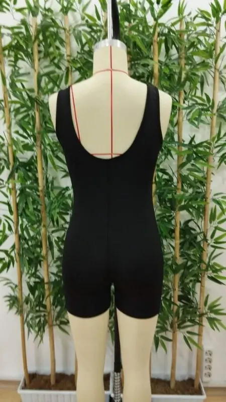 Kadın Kare Yaka Sırt Dekolte Detay Dalgıç Bodycon Mini Tulum - 6