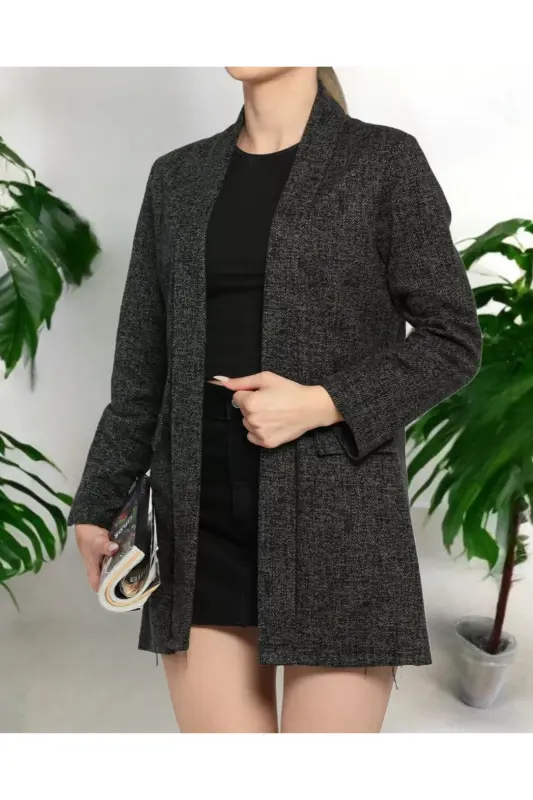 Kadın Karyağdı Desen Jakarlı Haki Ceket-Haki - 2