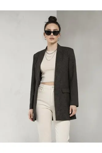 Kadın Karyağdı Desen Jakarlı Kahverengi Ceket-Kahverengi16 