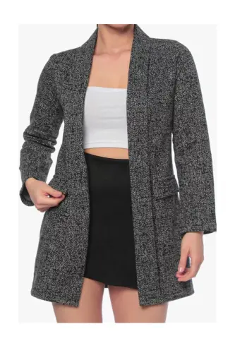 Kadın Karyağdı Desen Siyah Ceket-Siyah14 - 2