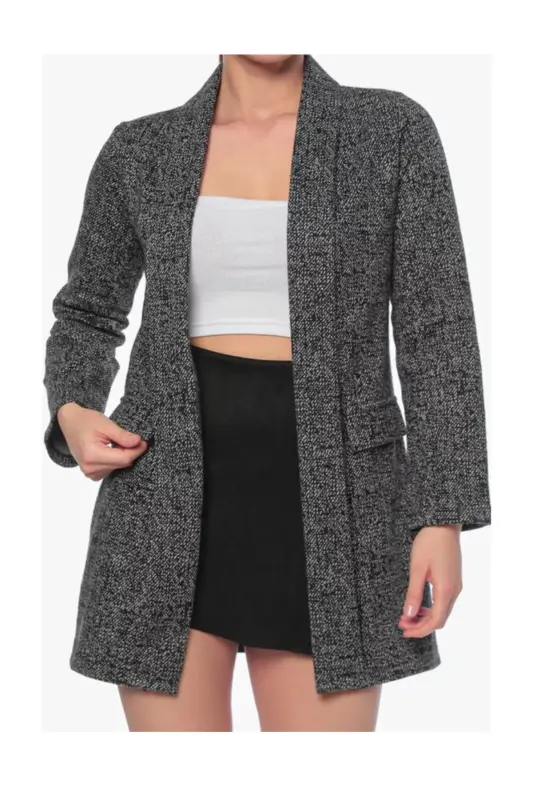 Kadın Karyağdı Desen Siyah Ceket-Siyah14 - 2