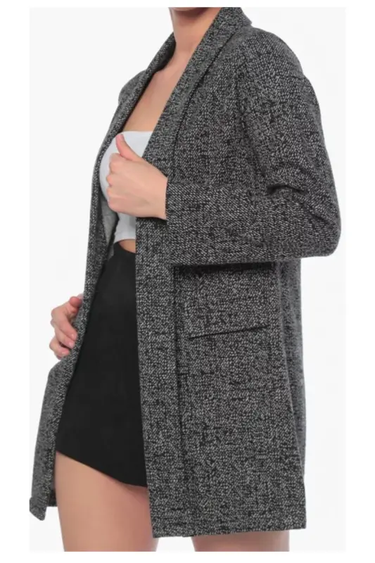 Kadın Karyağdı Desen Siyah Ceket-Siyah14 - 3