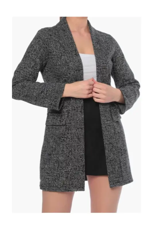 Kadın Karyağdı Desen Siyah Ceket-Siyah14 - HEYYA