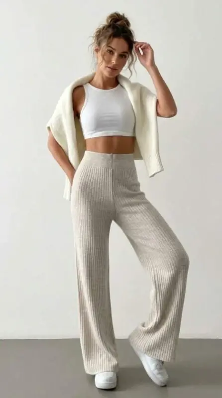 Kadın Kaşkorse Bol Paça Pantolon - 2